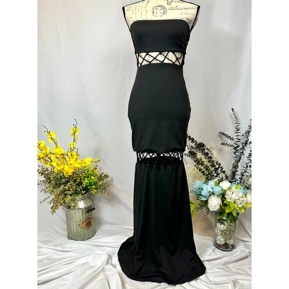 Runaway The Label Mae Partially See Through Maxi Dress Black S - Picture 5 of 14